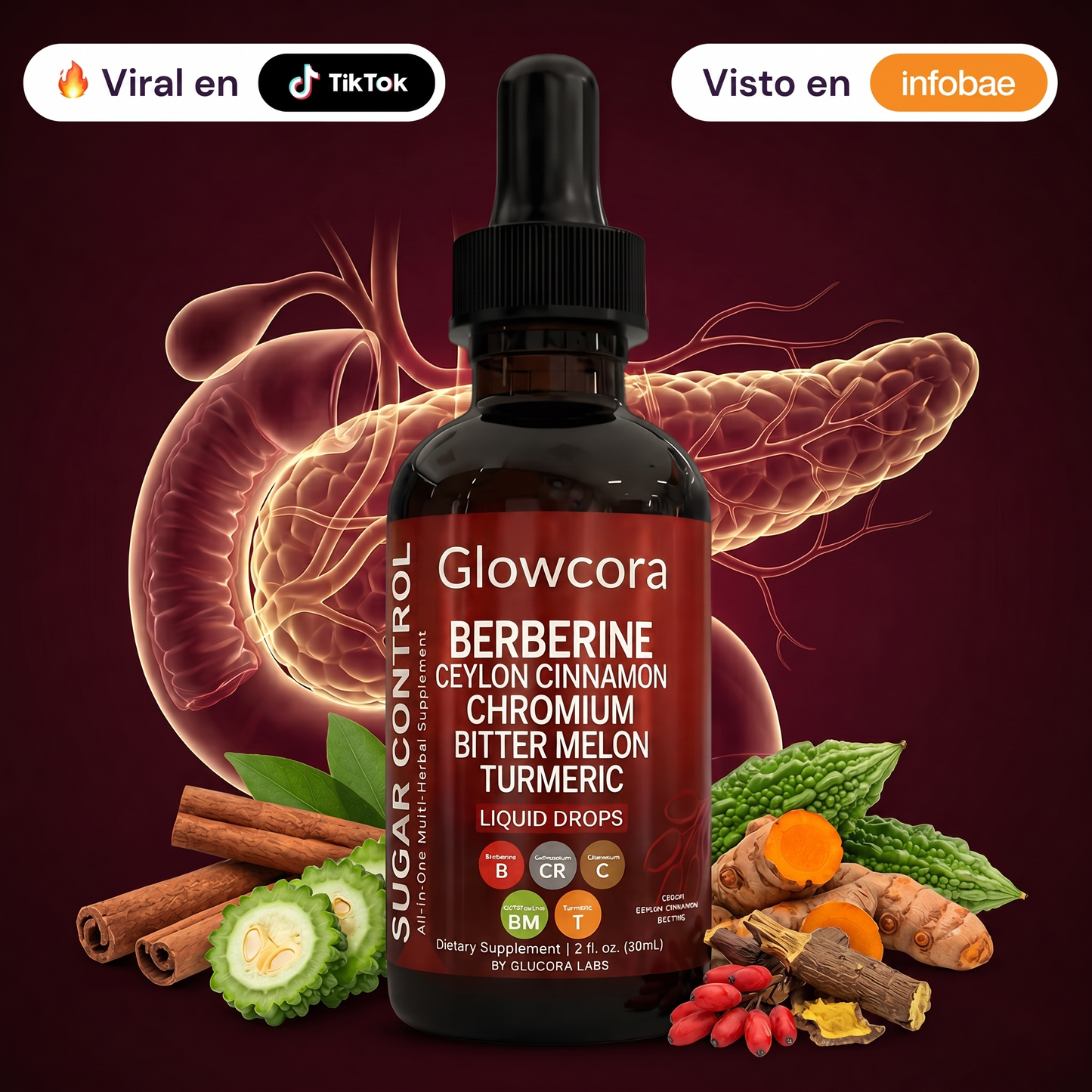 Glowcora™ Apoyo Natural para la Glucosa, Energía y Antojos